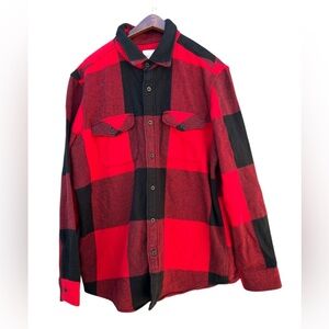 American‎ Eagle Men's XL Red Black Buffalo Plaid Shacket Casual Fall NWT